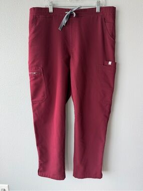 FIGS burgundy drawstring waist Yola Skinny Scrub Pants Women’s sz M
